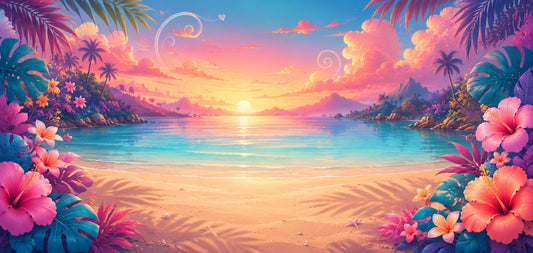 Lilo et Stitch LEGO® 43268 et 43296 – Décor Coucher de soleil tropical – Décor seul – Fond de meuble aluminium Kadris®