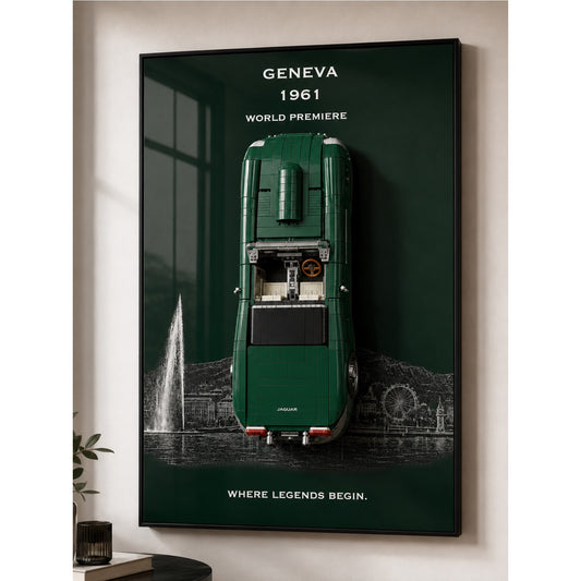 Tableaux muraux pour LEGO® Icons Jaguar E-Type 11381, 4 styles, 2 finitions