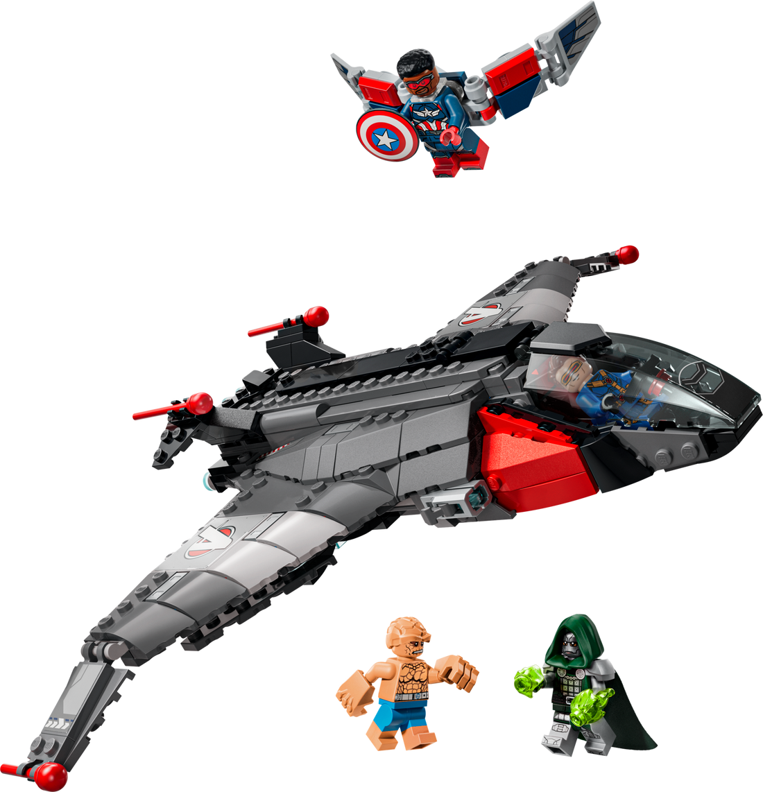 LEGO® Avengers: Doomsday Quinjet 76347 avec ses quatre minifigurines