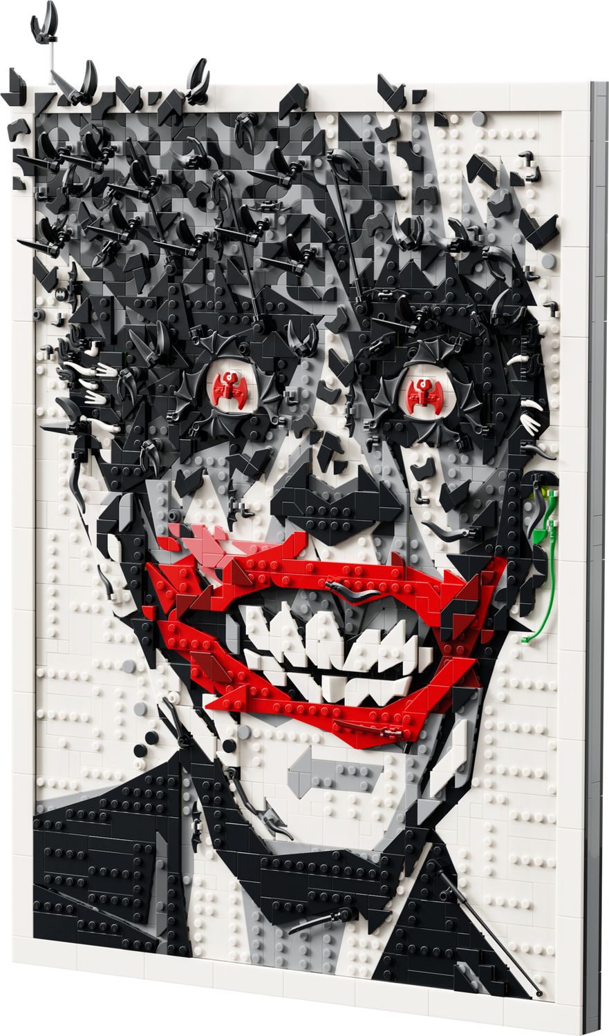 LEGO® The Joker Wall Art Comic Cover 67012, tableau mural reproduisant le visage du Joker formé de chauves-souris