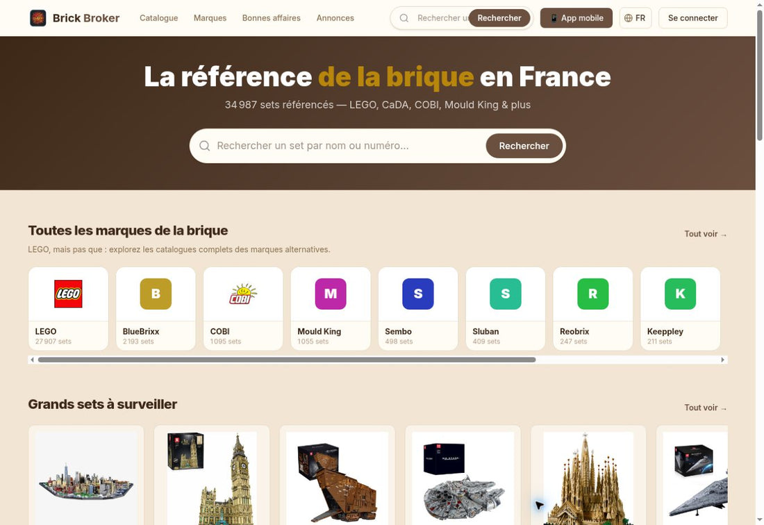 Accueil du comparateur de prix Brick Broker