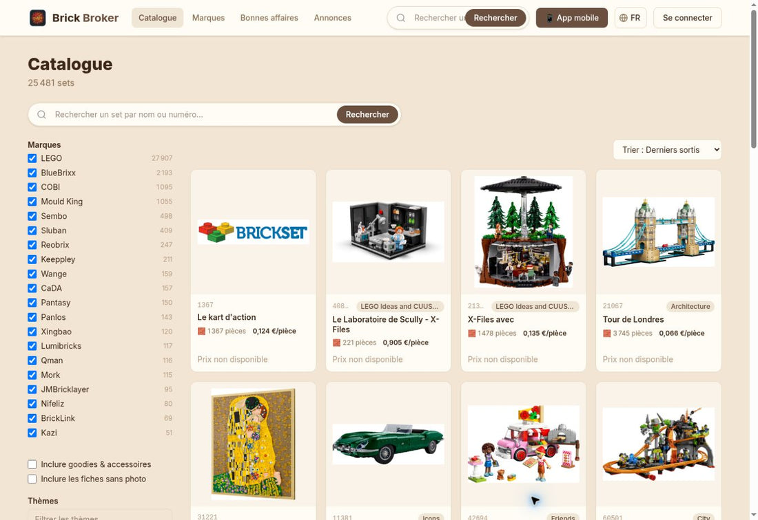 Marques alternatives disponibles dans le catalogue Brick Broker