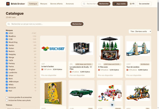 Marques alternatives disponibles dans le catalogue Brick Broker