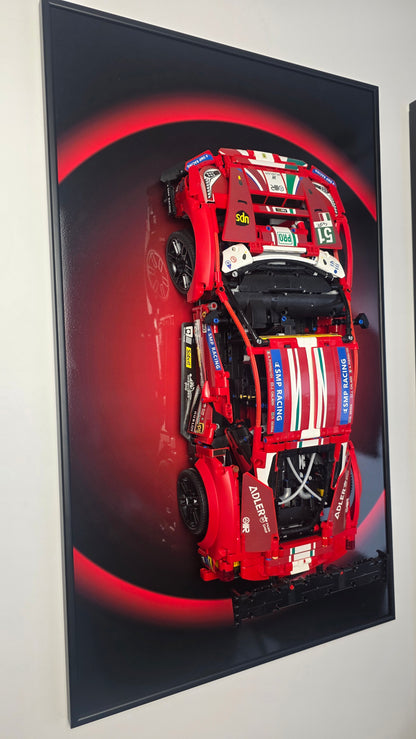 Ferrari 488 GTE AF Corse #51 LEGO Technic 42125 – photo réelle du tableau accroché au mur – Tableau mural aluminium Kadris