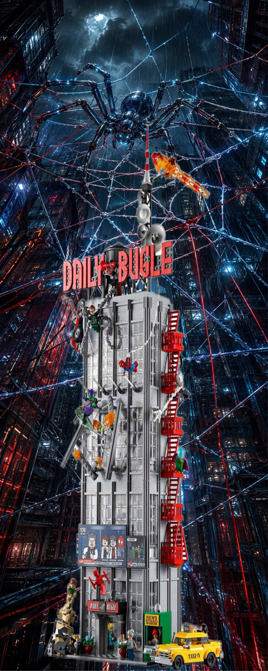 Le Daily Bugle LEGO® 76178 – Décor Toile urbaine – Set LEGO® en place dans le meuble – Fond de meuble aluminium Kadris®