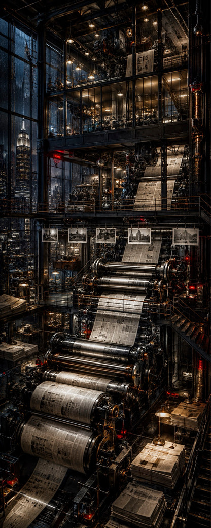 Le Daily Bugle LEGO® 76178 – Décor Imprimerie industrielle – Visuel du décor seul – Fond de meuble aluminium Kadris®