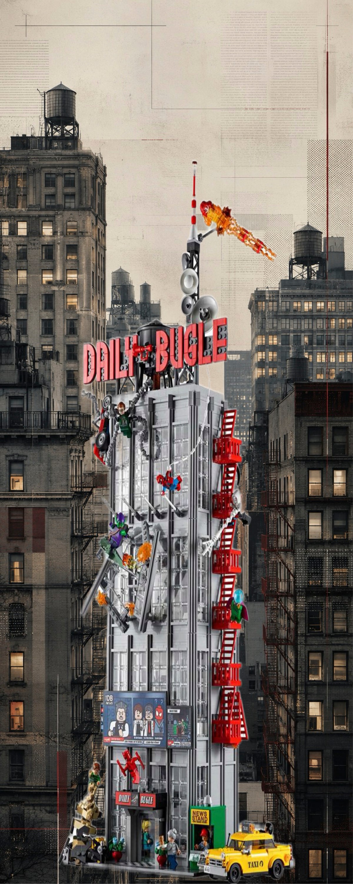 Le Daily Bugle LEGO® 76178 – Décor City Editorial – Set LEGO® en place dans le meuble – Fond de meuble aluminium Kadris®