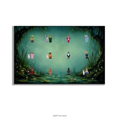 LEGO® Minifiguren-Wandbild 75x45 cm, für 75 Minifiguren, 7 Hintergründe, 3 Ausführungen