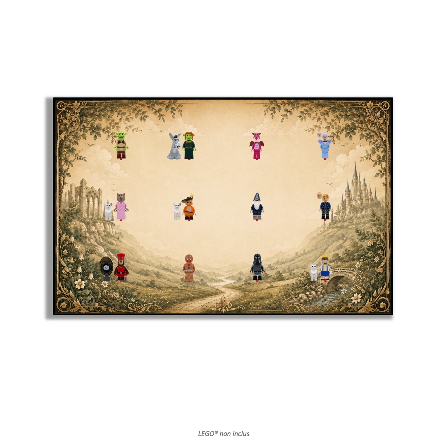 LEGO® Minifiguren-Wandbild 75x45 cm, für 75 Minifiguren, 7 Hintergründe, 3 Ausführungen