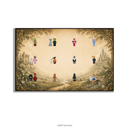 LEGO® Minifiguren-Wandbild 75x45 cm, für 75 Minifiguren, 7 Hintergründe, 3 Ausführungen
