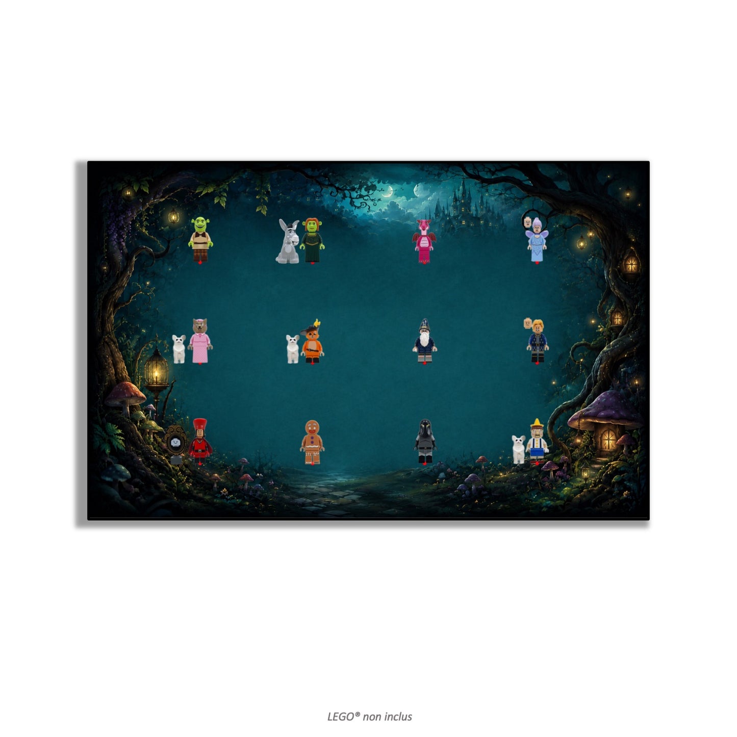 LEGO® Minifiguren-Wandbild 75x45 cm, für 75 Minifiguren, 7 Hintergründe, 3 Ausführungen