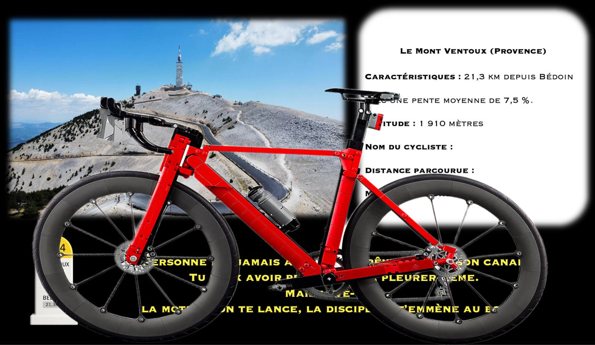 Le vélo de route LEGO® 11380 – Décor Summit Legacy – Set LEGO® en place dans le meuble – Fond de meuble aluminium Kadris®