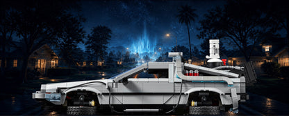 DeLorean LEGO® 10300 – Décor Suburban Time Rift – Set LEGO® en place dans un IKEA® Pax 50 – Fond de meuble aluminium Kadris®