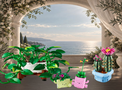 Botanicals plantes LEGO® 11512 et 10311 – Décor Lumière d’Azur – Autre vue du set en place – Fond de meuble aluminium Kadris®