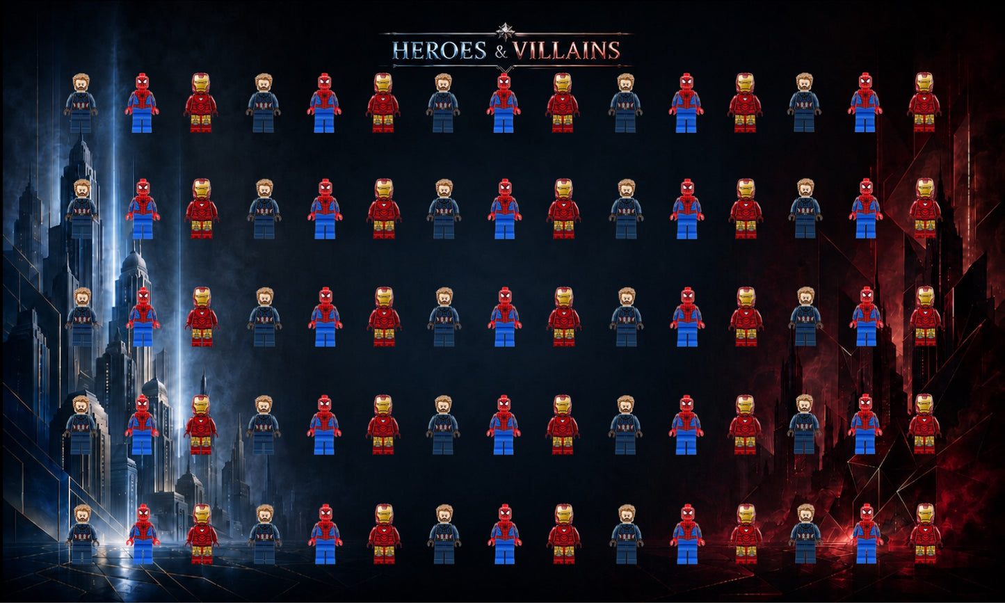 LEGO® Minifigure Display Wall Art 75x45 cm, for 75 Minifigures, 7 Backgrounds, 3 Finishes