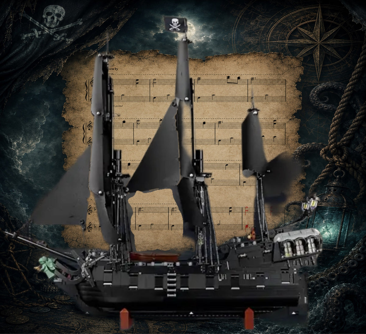 Bateau pirate Jack Sparrow LEGO® 10365 – Décor Pirate Score – Set en place dans le meuble – Fond de meuble aluminium Kadris®