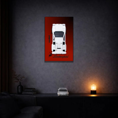 Lamborghini Countach 5000 Quattrovalvole LEGO 10337 – Photo installée au mur sur un buffet – Tableau mural aluminium Kadris