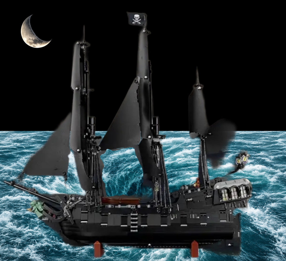 Bateau pirate Jack Sparrow LEGO® 10365 – Décor Moonlit Maelstrom – Set en place – Fond de meuble aluminium Kadris®