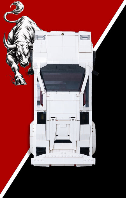 Lamborghini Countach 5000 LEGO® 10337 – Style Bull Instinct – Vue principale, set en place – Tableau mural aluminium Kadris®