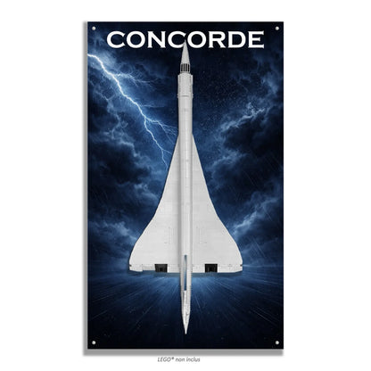 Concorde LEGO 10318 – Style Orage, finition Entretoises – Fond ciel orageux avec éclair, vis aux 4 coins – Tableau mural aluminium Kadris