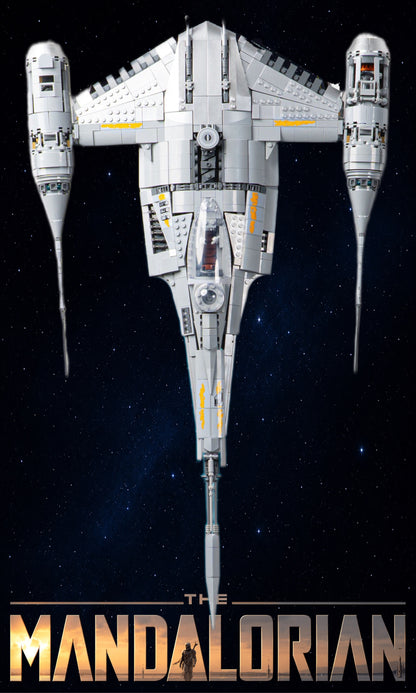 Chasseur N-1 du Mandalorien LEGO 75442 – Style Espace étoilé bleu, finition Cadre aluminium noir – vaisseau dans espace bleu nuit étoilé – Tableau mural aluminium Kadris