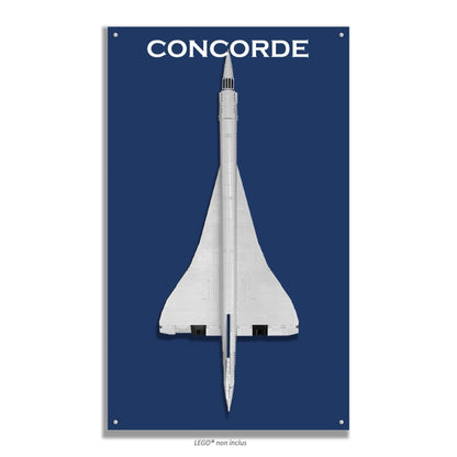 Concorde LEGO 10318 – Style Bleu Marine, finition Entretoises – Fond bleu marine uni, vis aux 4 coins – Tableau mural aluminium Kadris