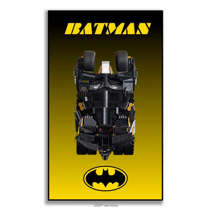 Batmobile Tumbler LEGO 76240 – Style Dégradé Noir vers Doré, finition Cadre aluminium noir – Dégradé noir en haut vers doré en bas, sans vis apparentes – Tableau mural aluminium Kadris