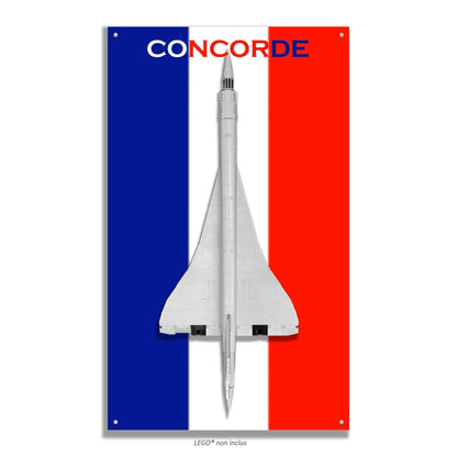 Concorde LEGO 10318 – Style Drapeau France, finition Entretoises – Fond drapeau français en bandes verticales, vis aux 4 coins – Tableau mural aluminium Kadris