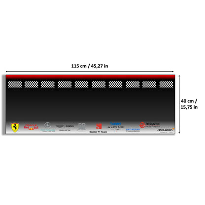 F1 LEGO Speed Champion x10 – Tableau panoramique – Visuel des dimensions 115x40cm – Tableau mural aluminium Kadris