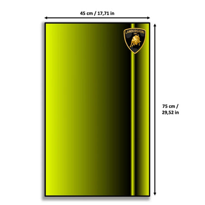 Lamborghini Sián FKP 37 LEGO 42115 – Style Dégradé Vert Fluo Logo Lamborghini – Visuel des dimensions 45x75cm – Tableau mural aluminium Kadris