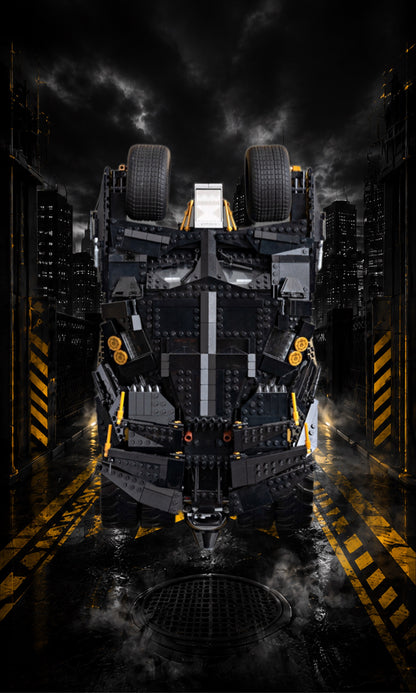 Batmobile Tumbler LEGO® 76240 – Style Le Gardien d’Or – Vue principale, set en place – Tableau mural aluminium Kadris®