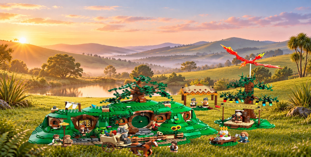 La Comté LEGO® 10354 – Décor Aube sur les Collines – Set LEGO® en place dans le meuble – Fond de meuble aluminium Kadris®