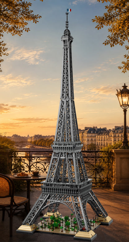 La Tour Eiffel LEGO® 10307 – Décor Golden Paris – Set LEGO® en place dans un IKEA® Pax 75 – Fond de meuble aluminium Kadris®