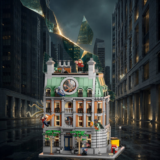 Le Saint des Saints LEGO® 76218 – Décor Fractured Skyline – Set en place dans le meuble – Fond de meuble aluminium Kadris®