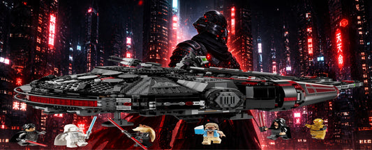Faucon Millennium Noir LEGO® 75389 – Décor Neon Sentinel – Set en place dans le meuble – Fond de meuble aluminium Kadris®
