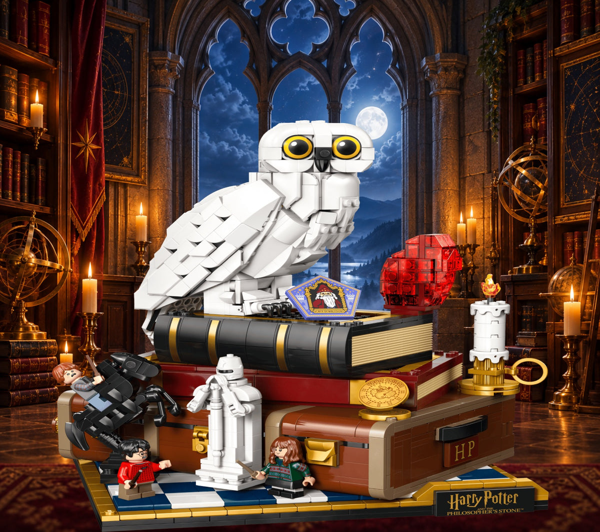 École des sorciers LEGO® 76466 – Décor Bibliothèque nocturne – Set en place dans le meuble – Fond de meuble aluminium Kadris®