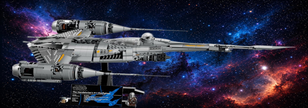 Chasseur N-1 du Mandalorien LEGO® 75442 – Décor Galaxy Nebula – Set en place – Fond de meuble aluminium Kadris®