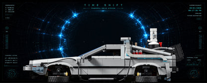 DeLorean LEGO® 10300 – Décor Time Shift – Set LEGO® en place dans un IKEA® Pax 50 – Fond de meuble aluminium Kadris®