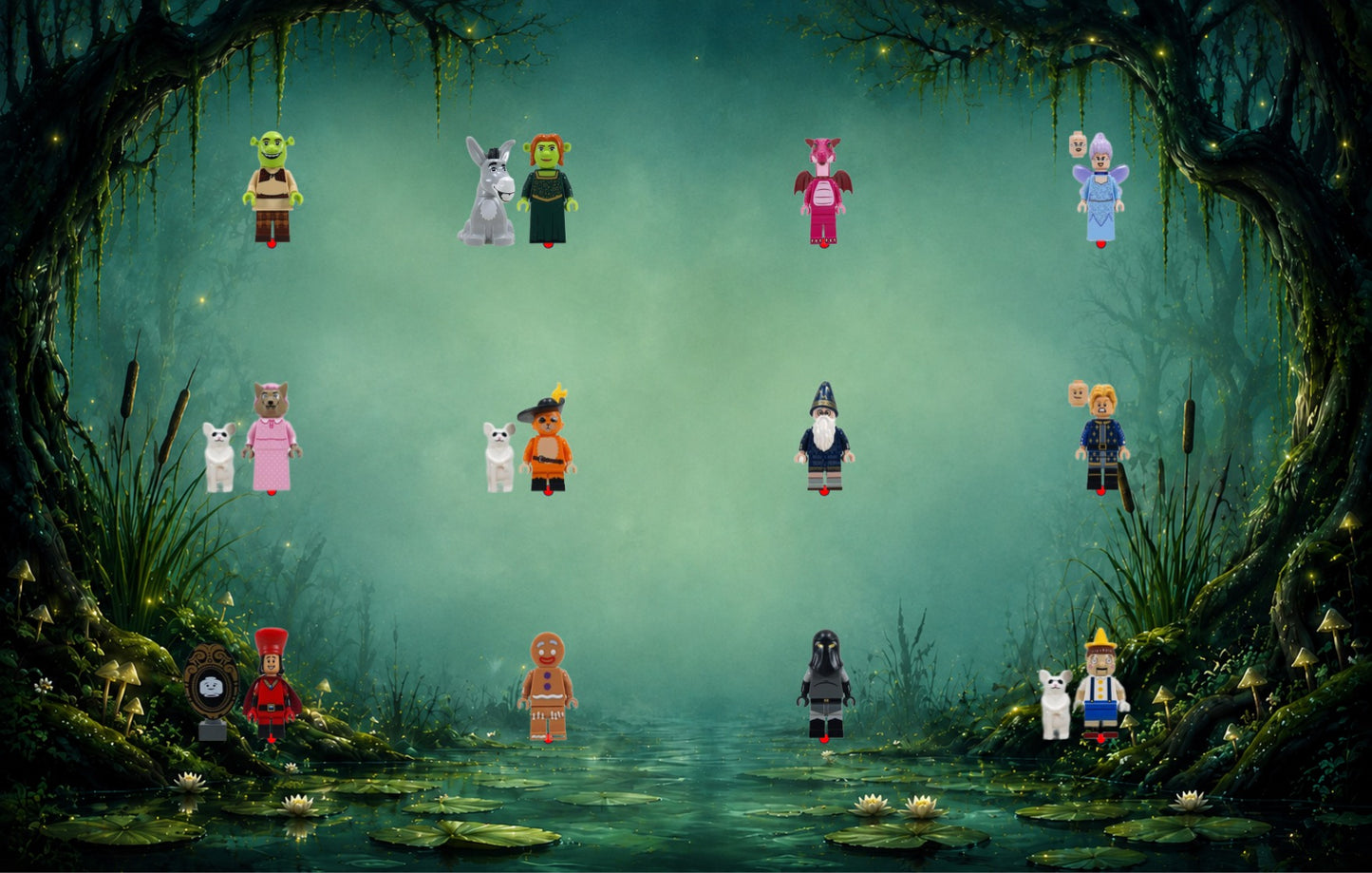 LEGO® Minifiguren-Wandbild 75x45 cm, für 75 Minifiguren, 7 Hintergründe, 3 Ausführungen