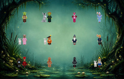 LEGO® Minifiguren-Wandbild 75x45 cm, für 75 Minifiguren, 7 Hintergründe, 3 Ausführungen