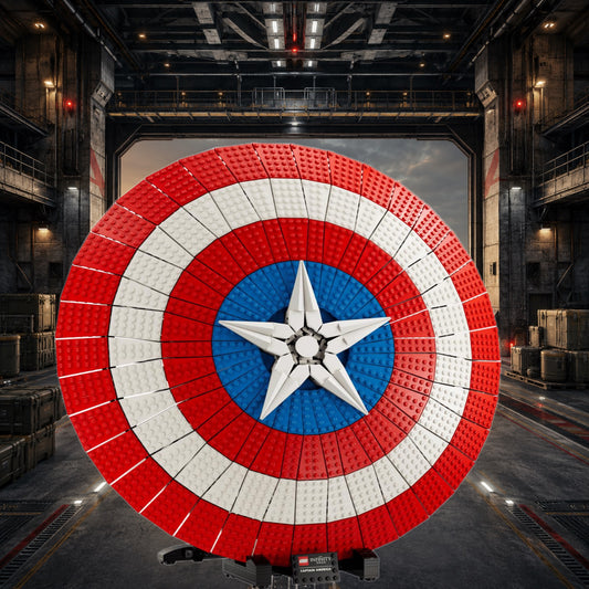 Bouclier de Captain America LEGO® 76262 – Décor Hangar – Set LEGO® en place dans le meuble – Fond de meuble aluminium Kadris®