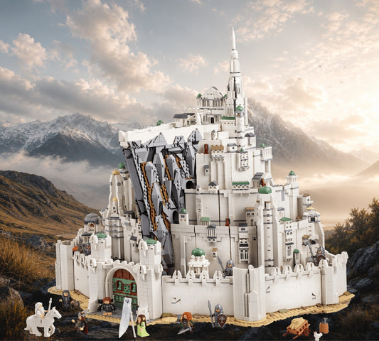 Minas Tirith LEGO® 11377 – Décor Mountain Light – Set LEGO® en place dans un IKEA® Pax 75 – Fond de meuble aluminium Kadris®