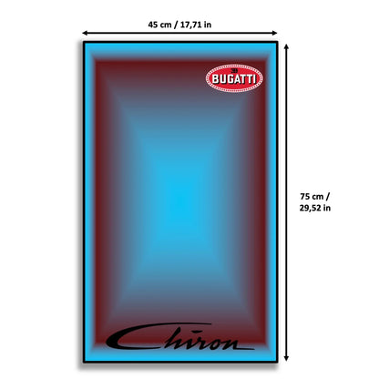 Bugatti Chiron LEGO 42083 – Style Bordeaux Vignette – Visuel des dimensions 45x75cm – Tableau mural aluminium Kadris