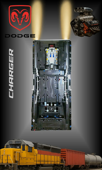 Dodge Charger de Dom LEGO 42111 – Style Spots + Moteur – Vue de face avec moteur supercharger illustré – Tableau mural aluminium Kadris