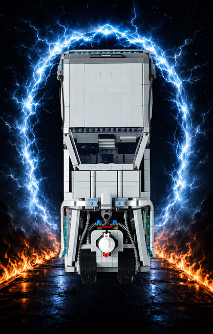 DeLorean Retour vers le Futur LEGO® 10300 – Style BEYOND TIME – Visuel principal du tableau – Tableau mural aluminium Kadris®