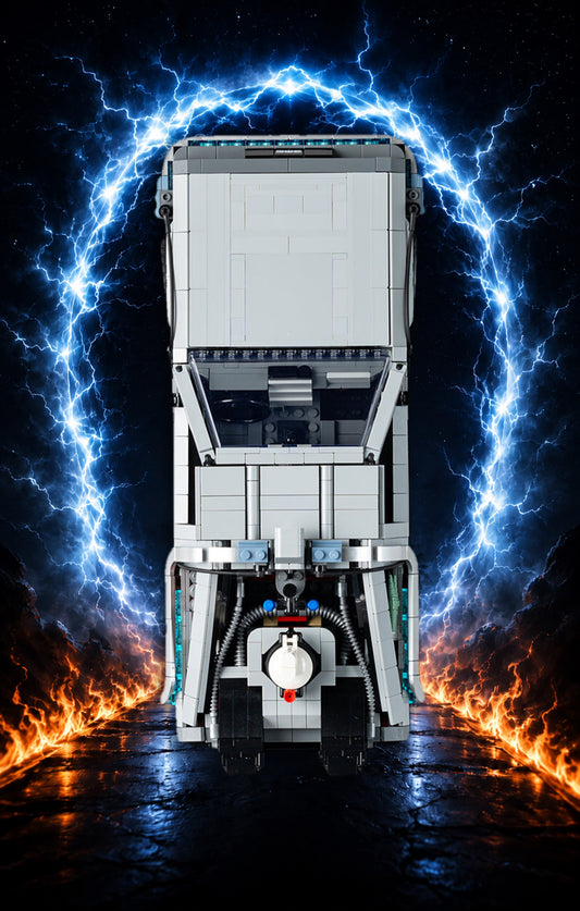 DeLorean Retour vers le Futur LEGO® 10300 – Style BEYOND TIME – Visuel principal du tableau – Tableau mural aluminium Kadris®