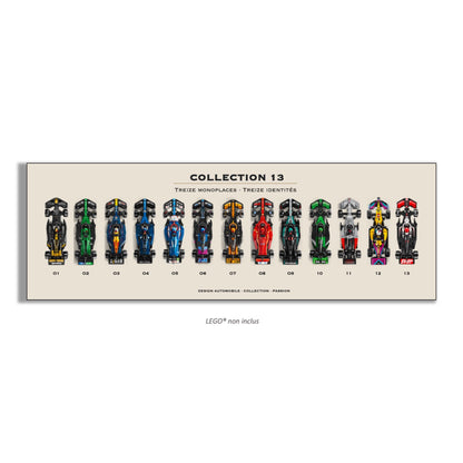 F1 Speed Champions 13 écuries LEGO® 77242-77259 – Style Collection 13 – Finition cadre aluminium noir – Tableau mural Kadris®