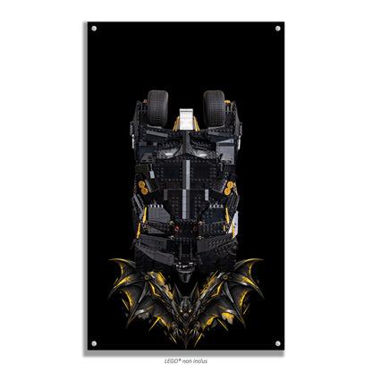 Batmobile Tumbler LEGO® 76240 – Style L’Heure Sombre – Vue de face avec vis aux 4 coins – Tableau mural aluminium Kadris®