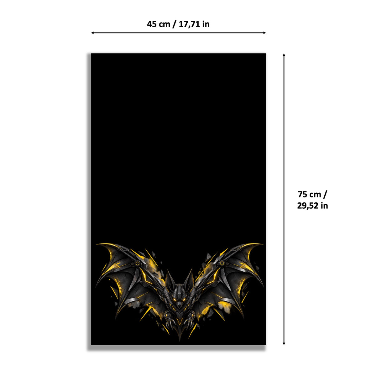 Batmobile Tumbler LEGO® 76240 – Style L’Heure Sombre – Visuel des dimensions du tableau – Tableau mural aluminium Kadris®