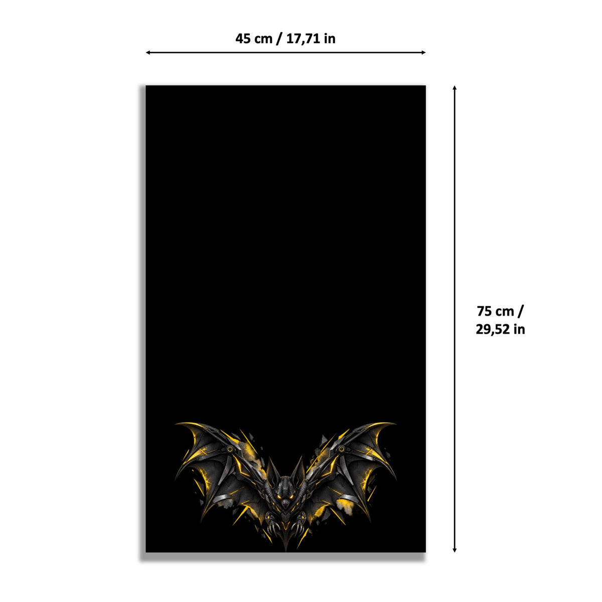 Batmobile Tumbler LEGO® 76240 – Style L’Heure Sombre – Visuel des dimensions – Tableau mural aluminium Kadris®